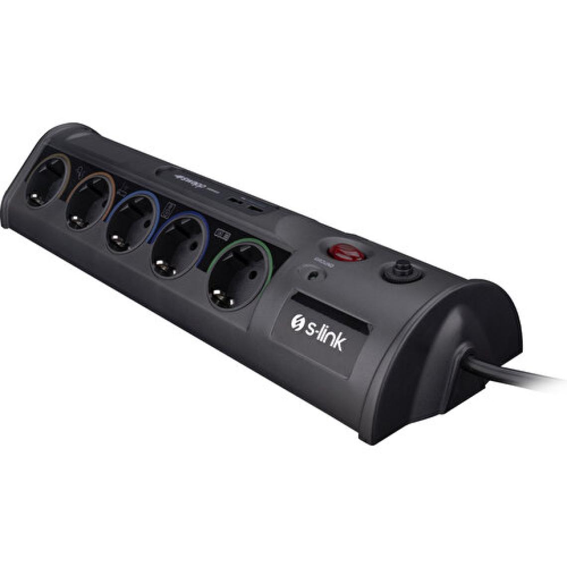 S-Link Swapp Sp10af_Usb 3.1A 1.8M 1.5Mm2 10Lu Akım Kor. Gri + 2 Usb Port 3100Ma 5V Priz