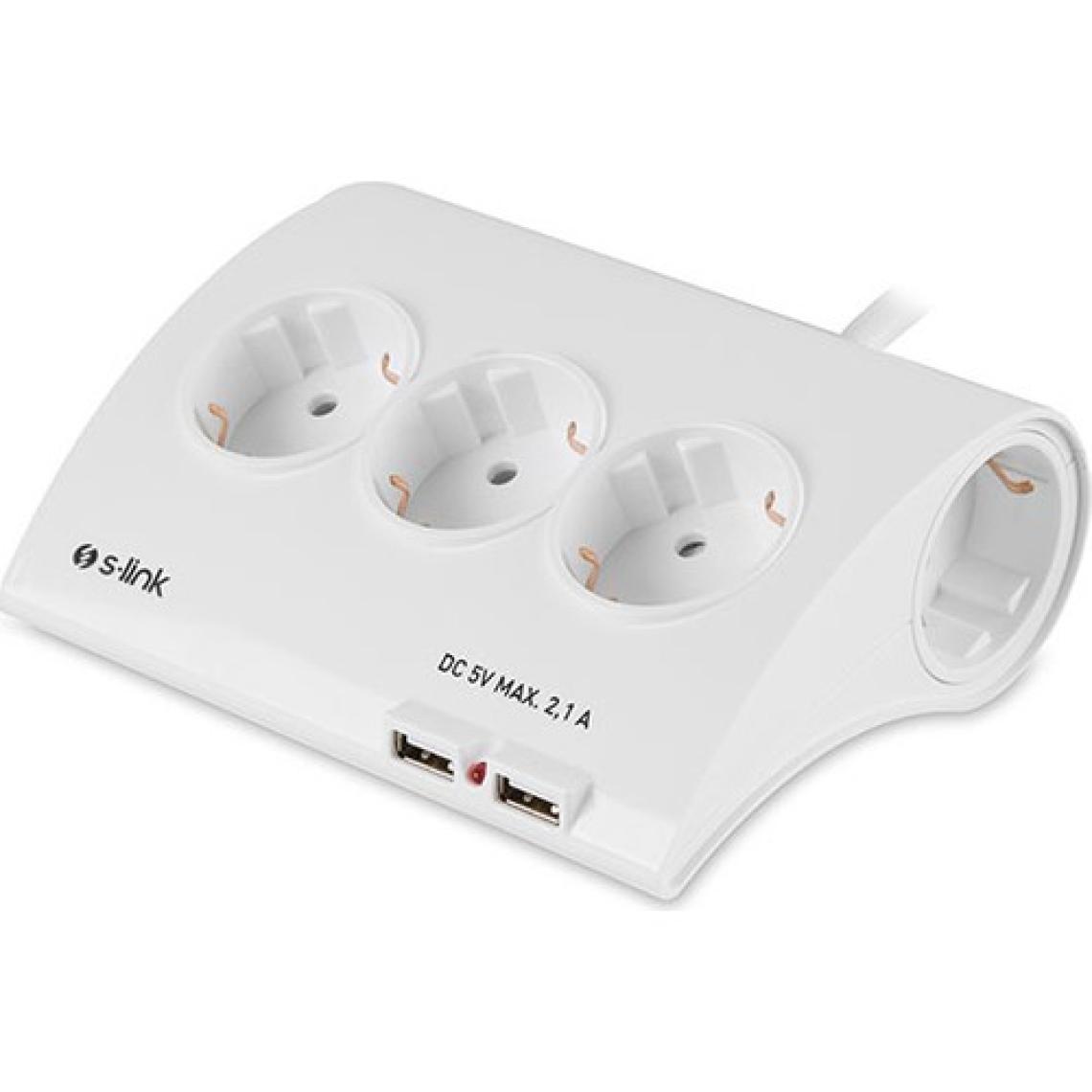 S-link SPG9-5-15 Akım Koruma ve 2 Adet 2.1A Usb Şarj Soketli Beşli Masaüstü Grup Priz