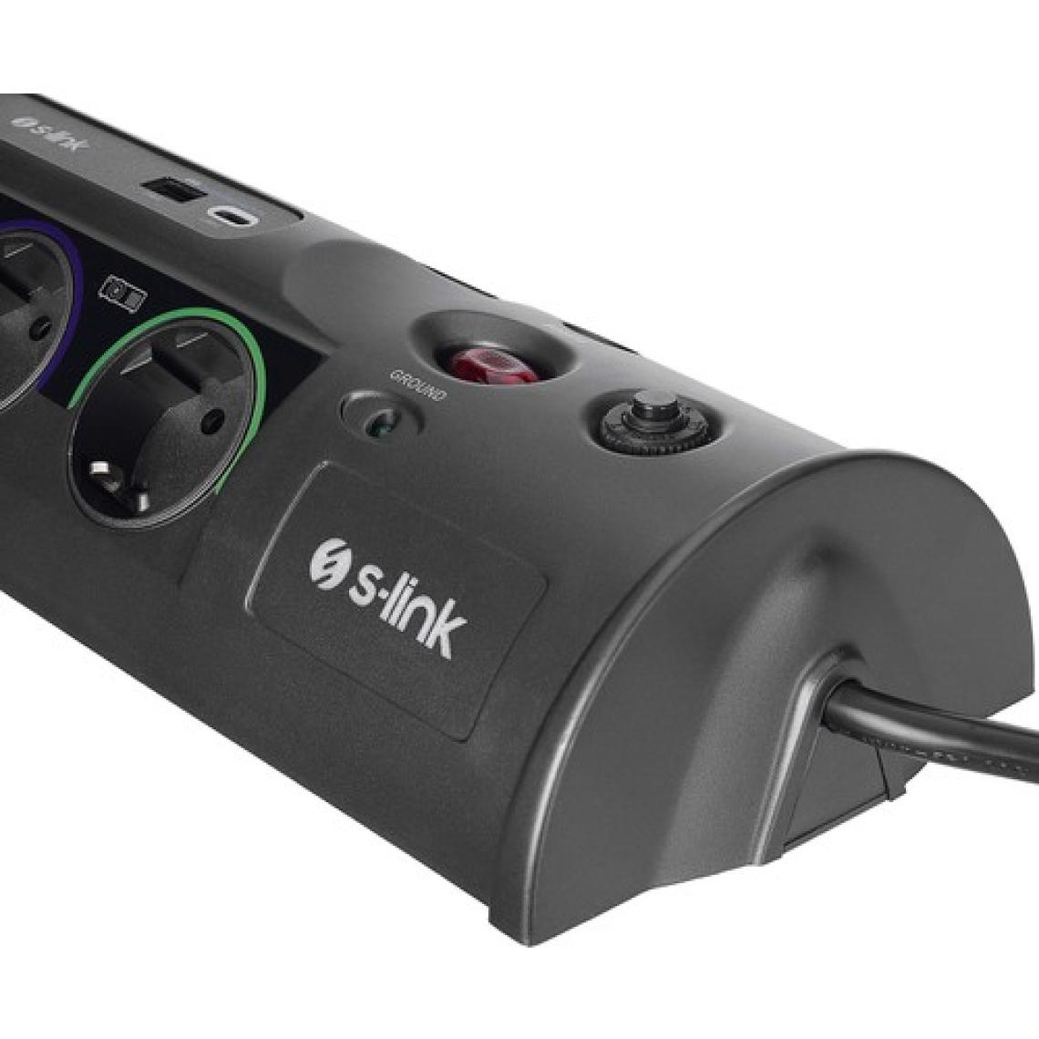S-link SP10AF 1.8M 1860 Joule 1.5mm 1 Usb 1 TypeC 2.1A/5V 16A 250V 3680W 10'lu Akım Korumalı Priz