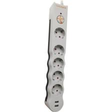 Tunçmatik Beşli Enerji Koruma Prizi +2 Usb-Beyaz