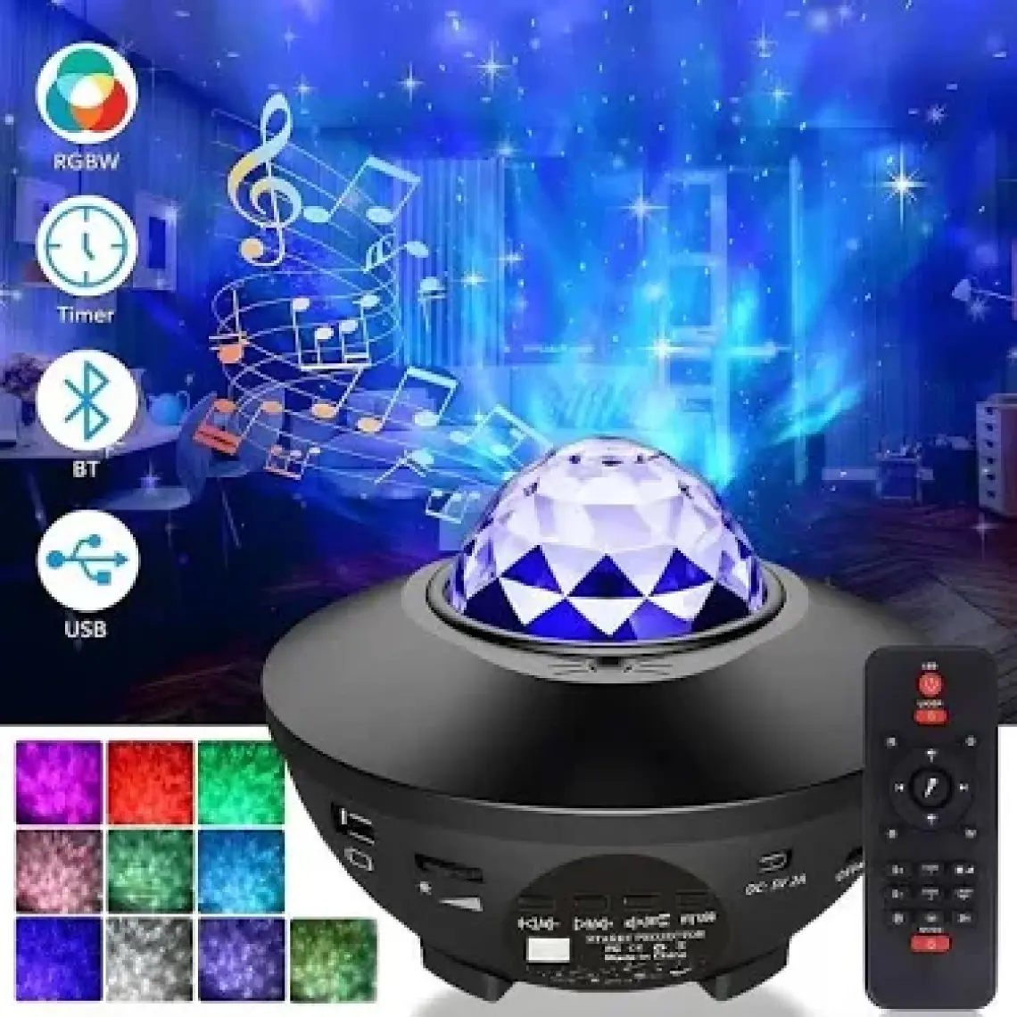 ANAWAY SHOPPİNG LED Yıldız Projektör Lambası, Yıldızlı Gece Lambası, Okyanus Dalgası