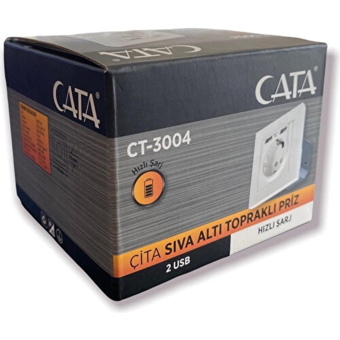 Cata Çift Usb'li Sıva Altı Topraklı Priz Hızlı Şarj + Çocuk Koruma CT-3004