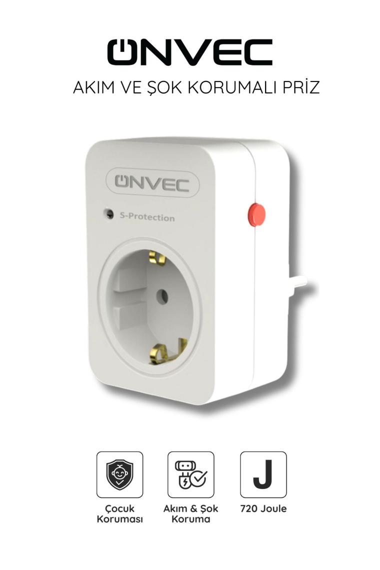 Onvec Basic Tekli Akım ve Şok Korumalı Priz 720 Joule