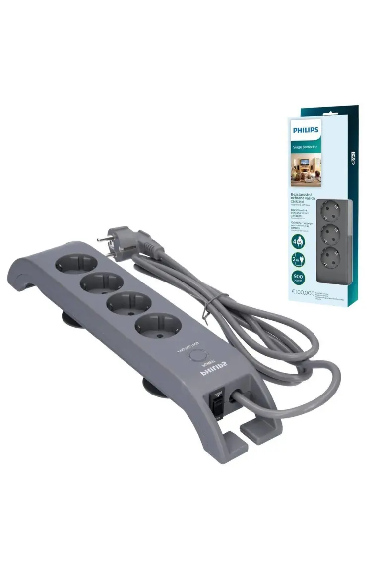 Philips SPN3140A/62 2 Metre 900J 4'lü Akım Korumalı Priz