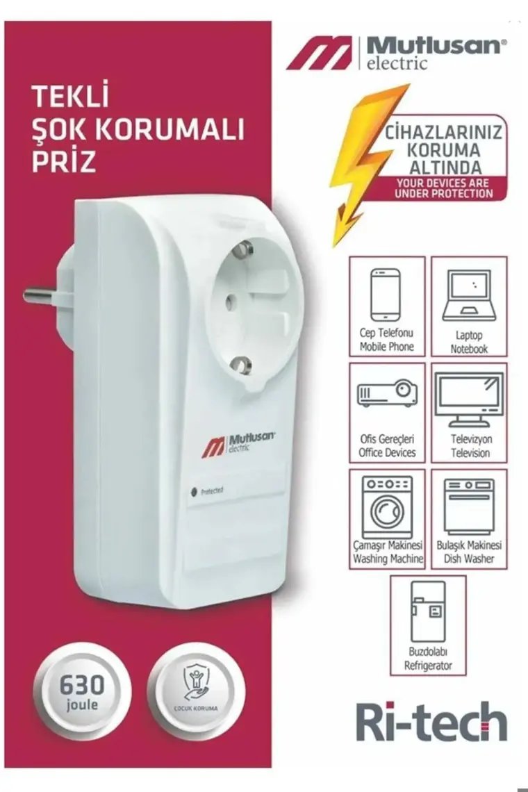 Mutlusan Tekli Şok Korumalı  Priz (001 888 100004 00 00)