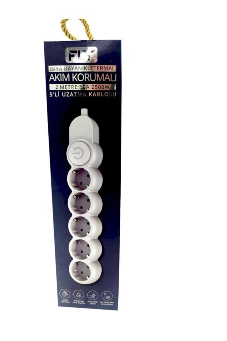 -3394-01 Termal Akım Korumalı 5'li Priz 2m 2.1a Uzatma Kablosu