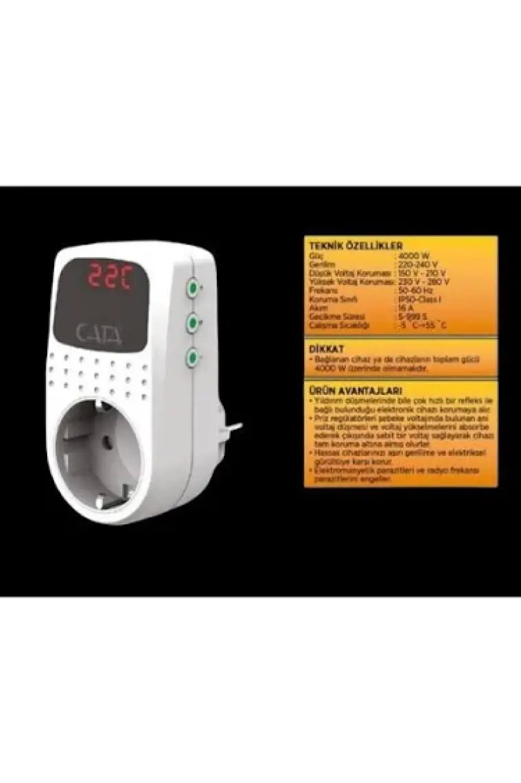 Cata CT-9187 Akım Korumalı Priz Regülatör CT-9187