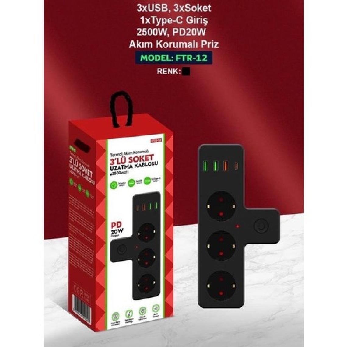 ÇELİKWORK 2500W 3 lü Priz Kablosuz 3xUSB 1xType-C Bakır İletken Çocuk Akım Korumalı Çoklu üçlü Priz