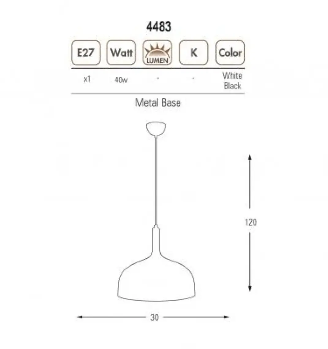 Özcan Aydınlatma 4483,19 Tekli Külah Sarkıt 30 Cm