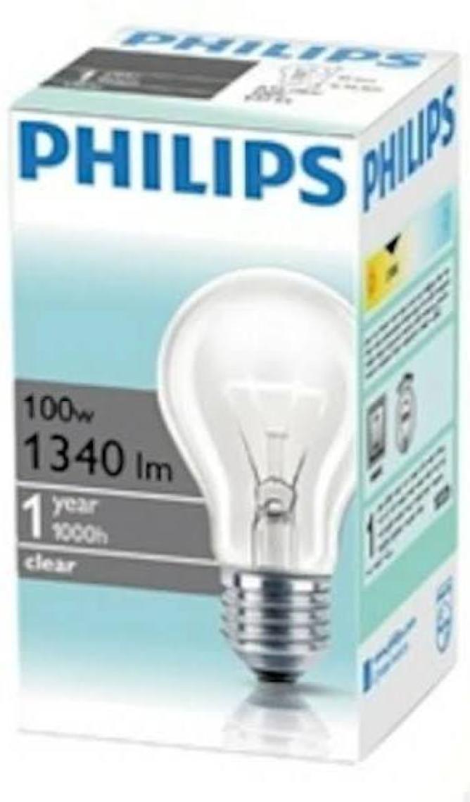 Phılıps Normal Ampul-Şeffaf Ampul-Akkor Telli Ampul E27 Duy