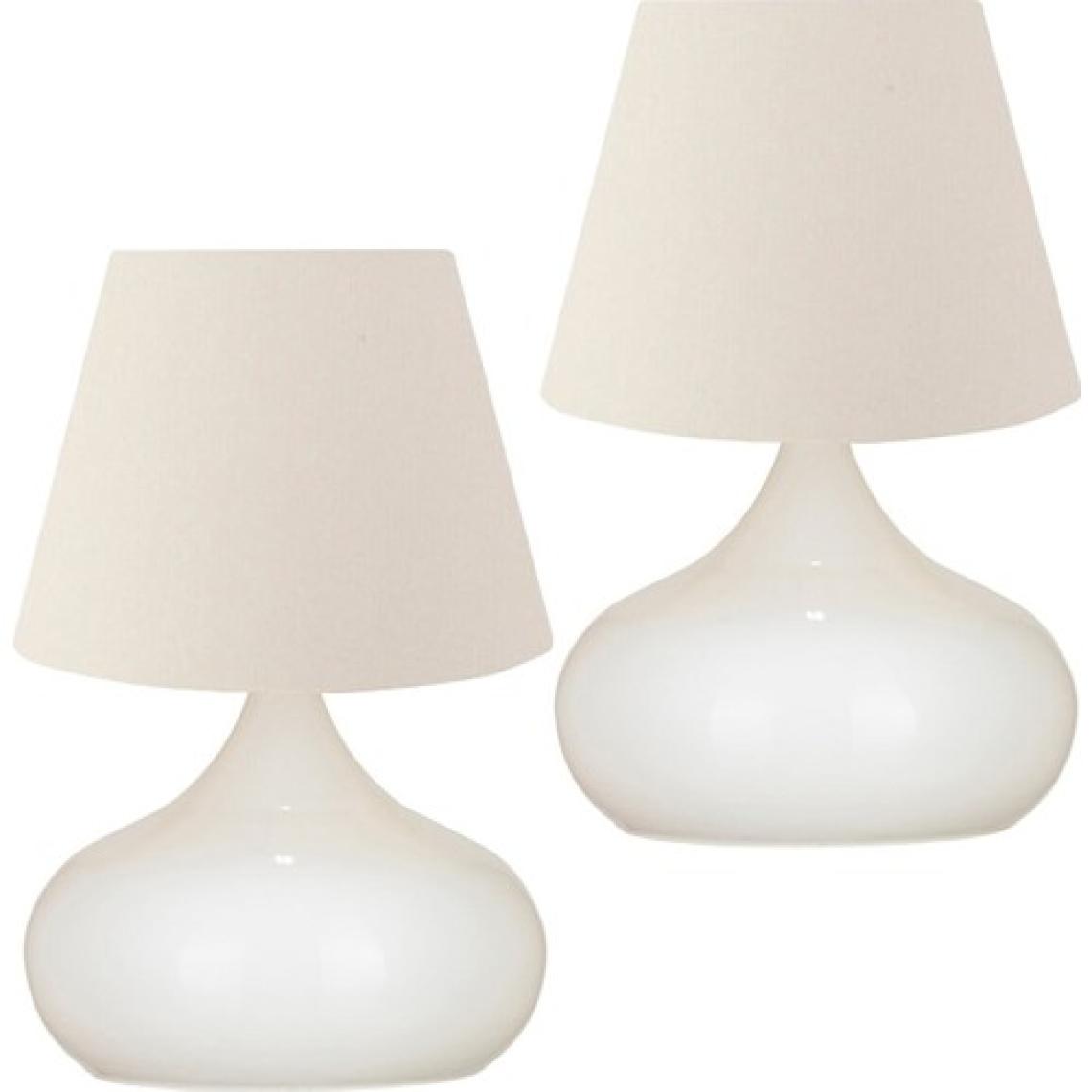 Evlight Lapis 2'li Set Beyaz Şapka Masa Lambası Tekli Metal Abajur