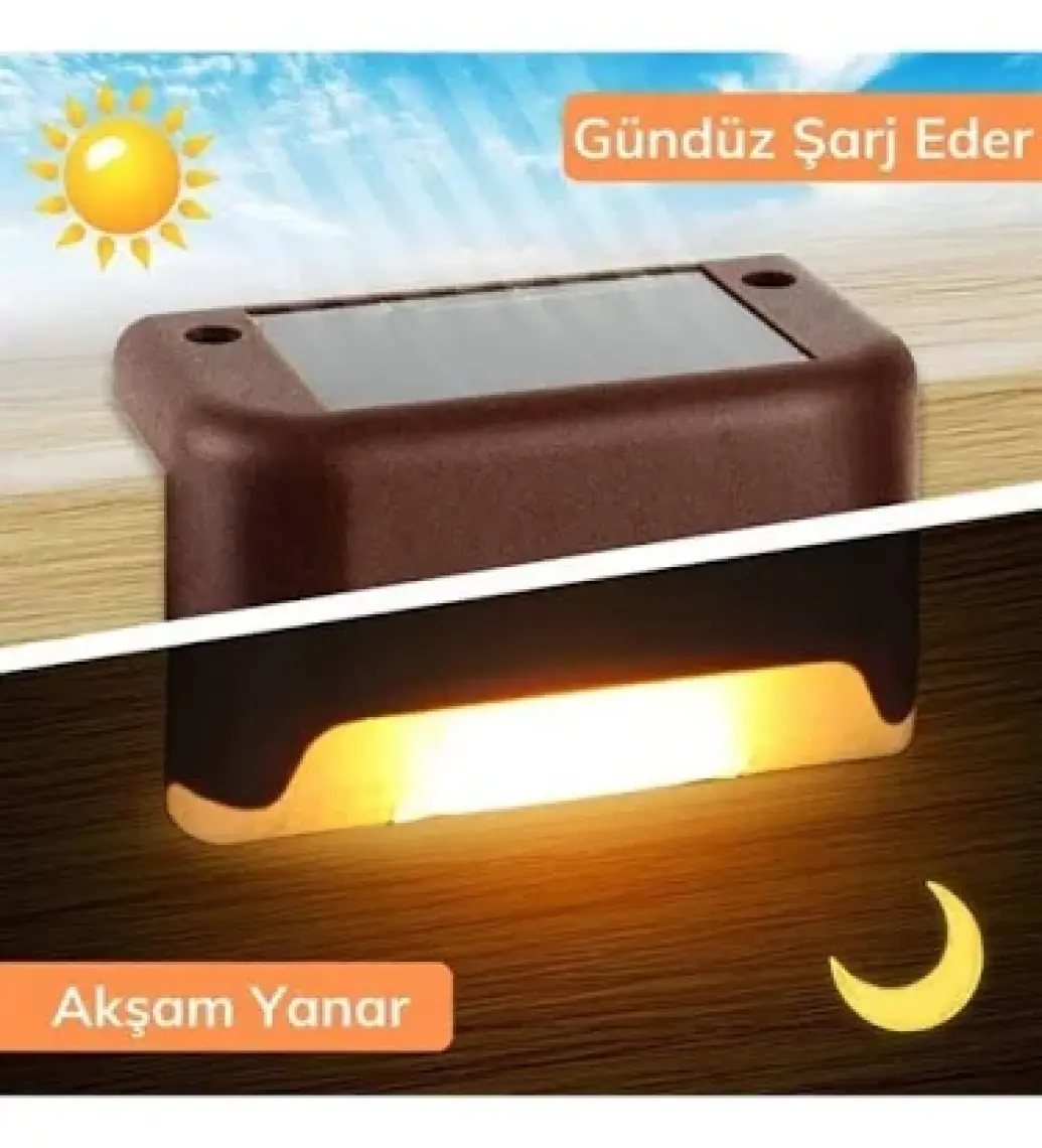 Mobee Solar Güneş Enerjili Köşebent Merdiven Veranda Bahçe LED Lamba 4 Lü Set