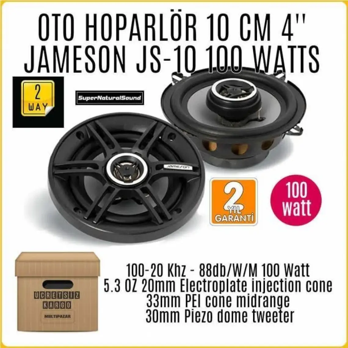 JAMESON JS-10 10cm 100watt 88db 2 Yollu Hoparlör