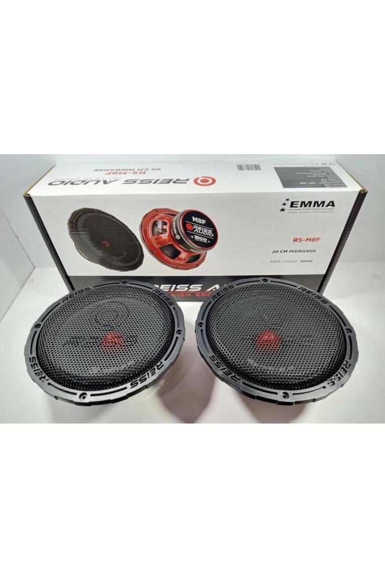 Reiss RS-M8LX Işıklı Yeni Seri Çifti 600WAT-300W Rms Metal Kapaklı 20 cm Oto Midrange Hoparlör