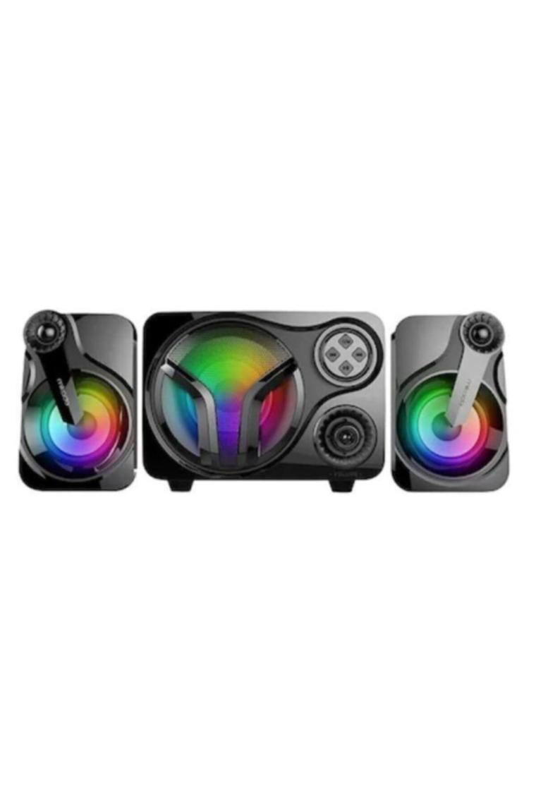 Md-bt28 2 1 5w 3w×2 Bt,tf Card,usb, Fm Radyo Siyah Led Işıklı