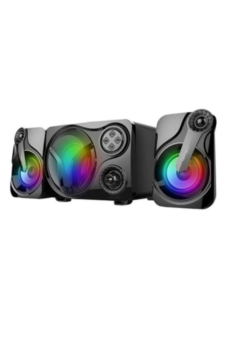 Md-bt28 2 1 5w 3w×2 Bt,tf Card,usb, Fm Radyo Siyah Led Işıklı