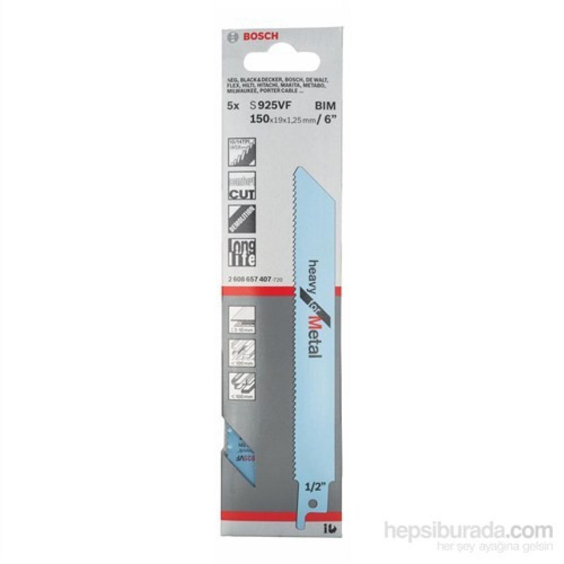 Bosch  - Heavy Serisi Metal İçin Tilki Kuyruğu Bıçağı S 925 Vf - 5'Li Paket