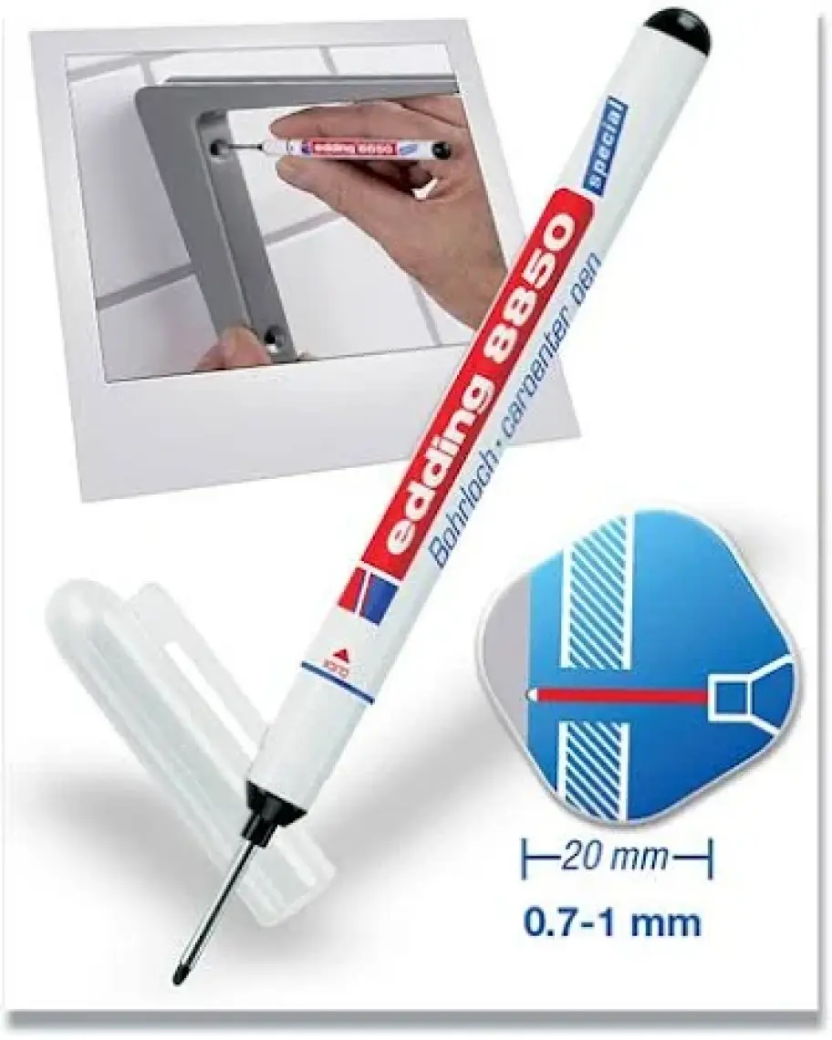 Edding 8850 Marangoz Markörü ~0.7-1 mm Ince Uzun Uçlu Montaj Işaretleme Marangoz Kalemi