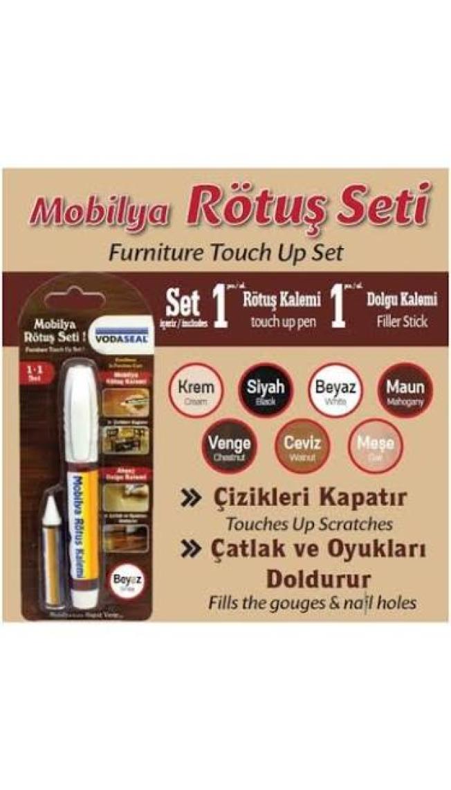 Vodaseal Mobilya Rötuş Seti Ahşap Dolgu Kalemi Çizik Çatlak Kapatıcı Beyaz
