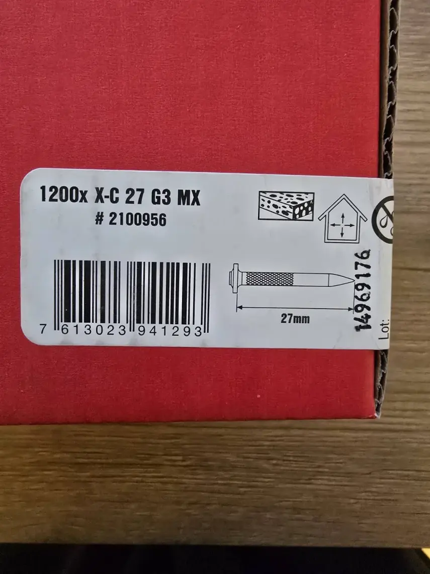 1200 Adet X-C 27 G3 Mx Beton Çivileri (Şeritli) Gaz Dahil