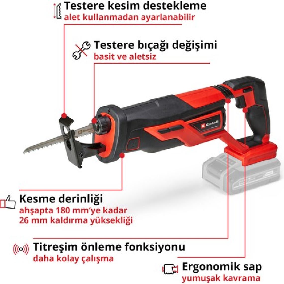 Einhell TE-AP 18/26 Li - Solo, Akülü Kılıç Testere (Akü ve şarj cihazı dahil değildir)
