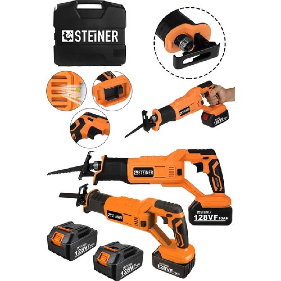 Steiner Alman 128 Vf 10AH Kömürsüz Motor Kemik Ahşap Demir Kesmetilki Kuyruğu Akülü Testere Makinesi Turuncu
