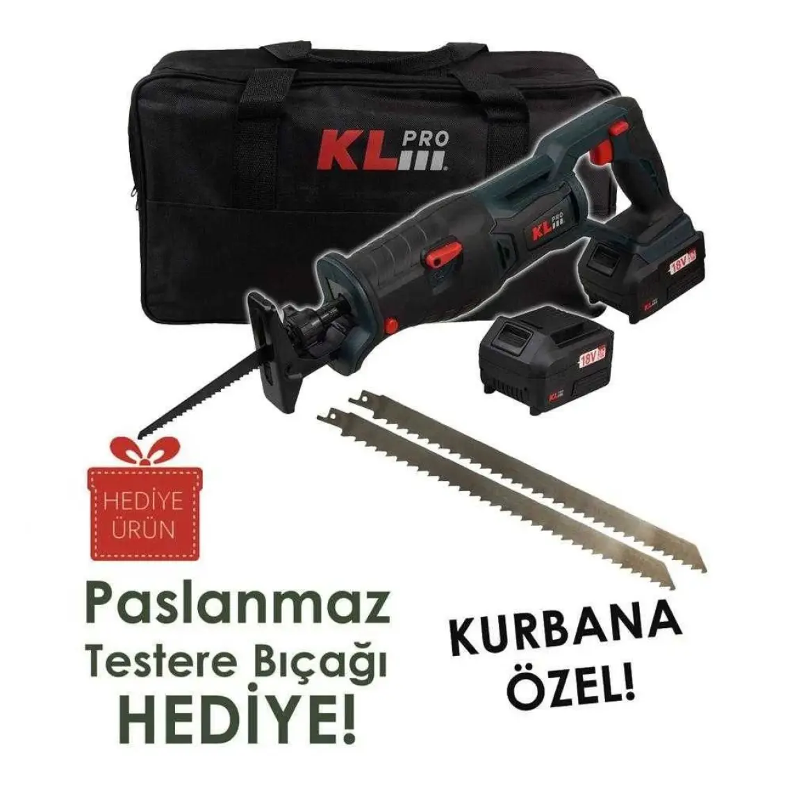 KL Pro  Kltkt1840B 18Volt/4.0Ah Li-Ion Kömürsüz Profesyonel Tilki Kuyruğu Testere