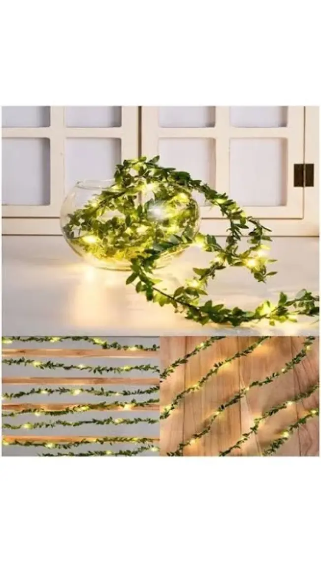 Yapay Yapraklı Yeşil Sarmaşık 3 Metre Peri LED Işık Süs