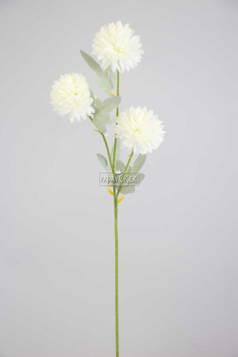 Yapay Çiçek 3lü Top Karanfil Dalı 62 Cm Beyaz
