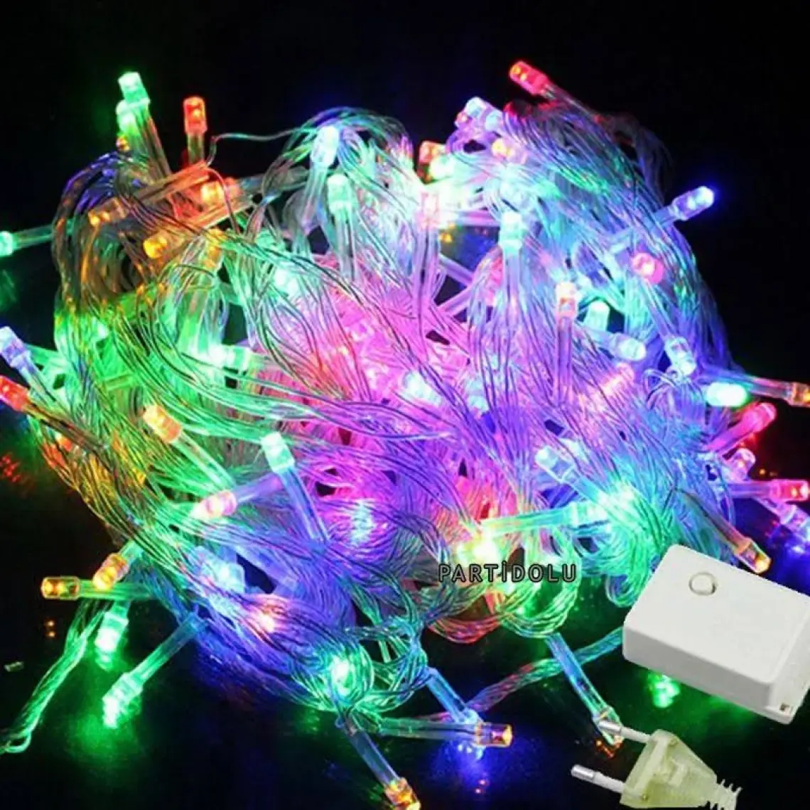 Pandoli Şeffaf Kablolu 100 Ampüllü LED Işık Multi Color 10 Metre