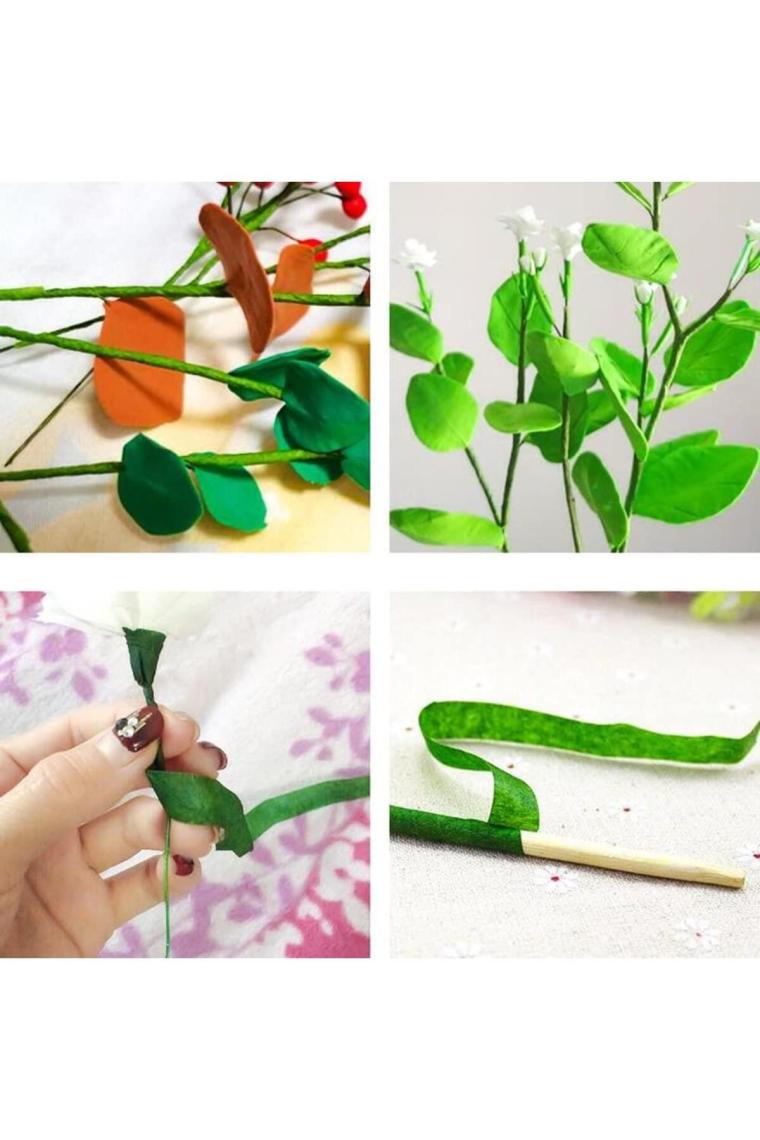 3lü Set Çiçekçi Bandı Yeşil Renk Yapay Çiçek Latex Köpük Çiçek Sapı Sarma Yeşil Bant 30metre