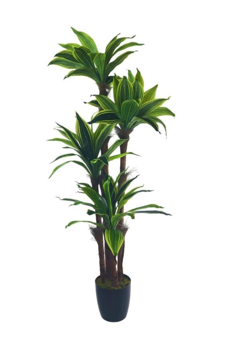 Yapay Ağaç Yukka Sarı Şeritli 4katlı 150cm Salon Çiçeği Yapay Çiçek