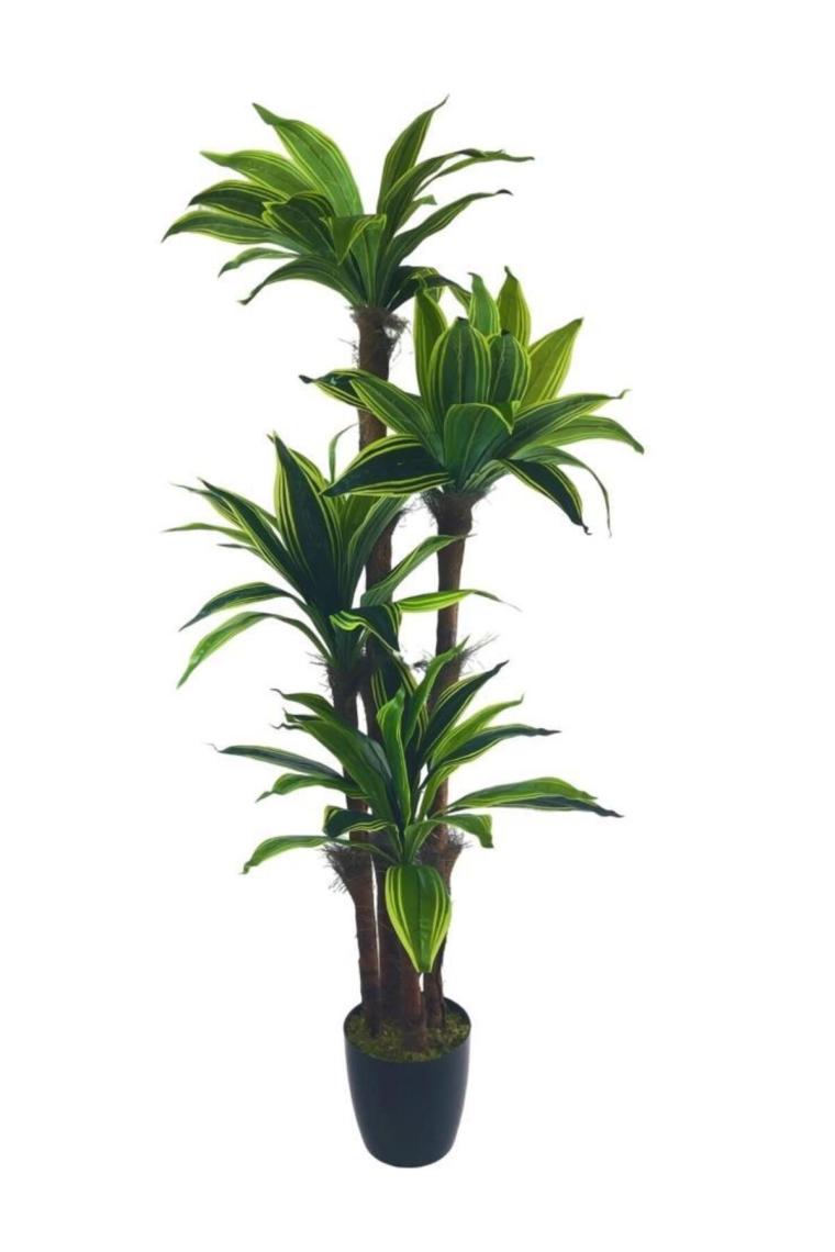 Yapay Ağaç Yukka Sarı Şeritli 4katlı 150cm Salon Çiçeği Yapay Çiçek