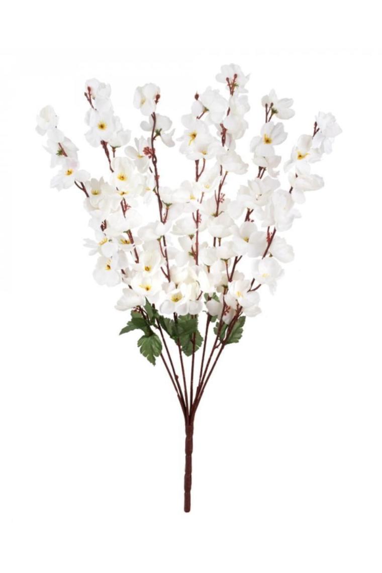 Yapay Çiçek Bahardalı Japon Kiraz Çiçeği 7 Dallı 57cm Beyaz