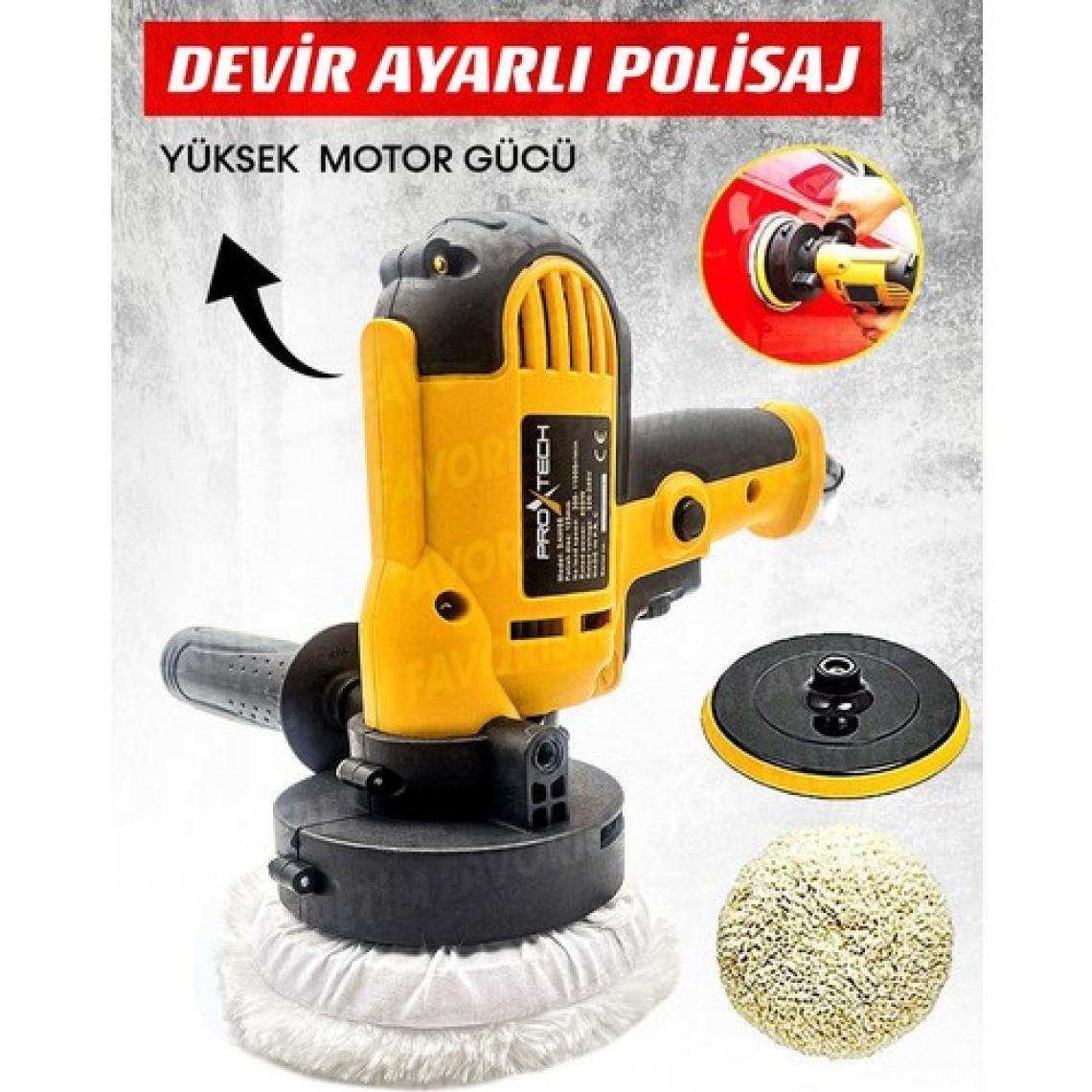 Proxtech  Araç, Koltukyıkama 6kademe Devir Ayarlı Zımpara Parlatma Pasta Cila Polisaj Makinası + Fırça Hediye