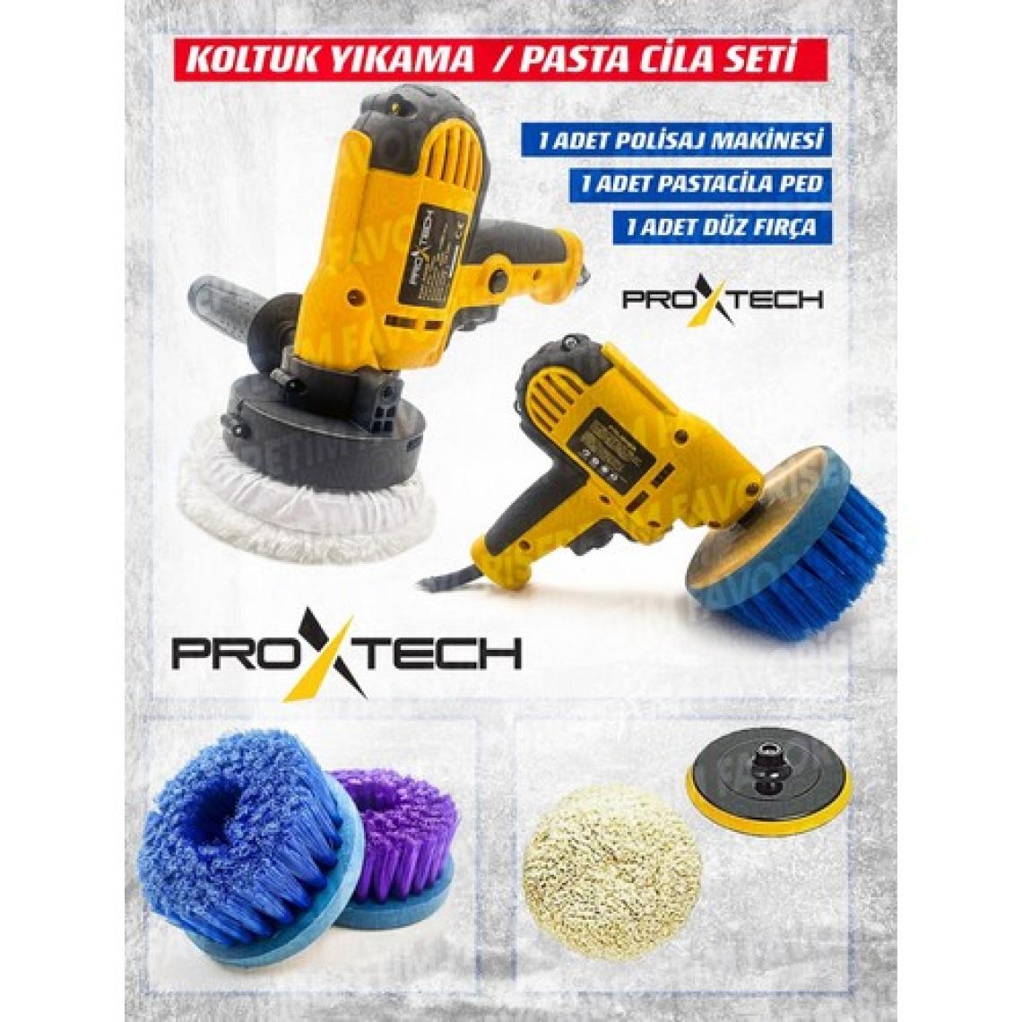 Proxtech  Araç, Koltukyıkama 6kademe Devir Ayarlı Zımpara Parlatma Pasta Cila Polisaj Makinası + Fırça Hediye