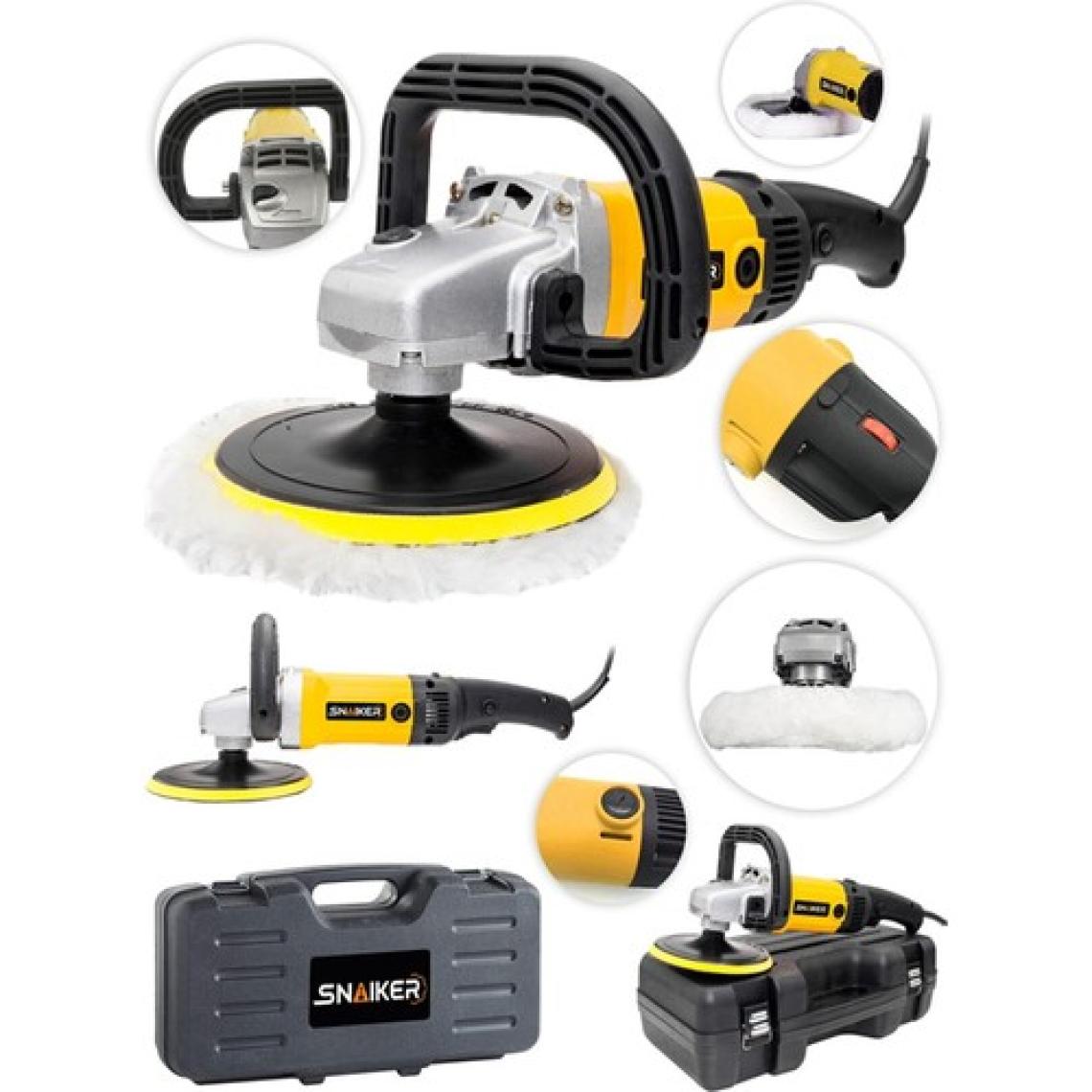 Snaiker S-1200 Watt 6 Kademe Devir Ayarlı Polisaj Makinasi Zımpara Pasta Cila Makinesi Sarı