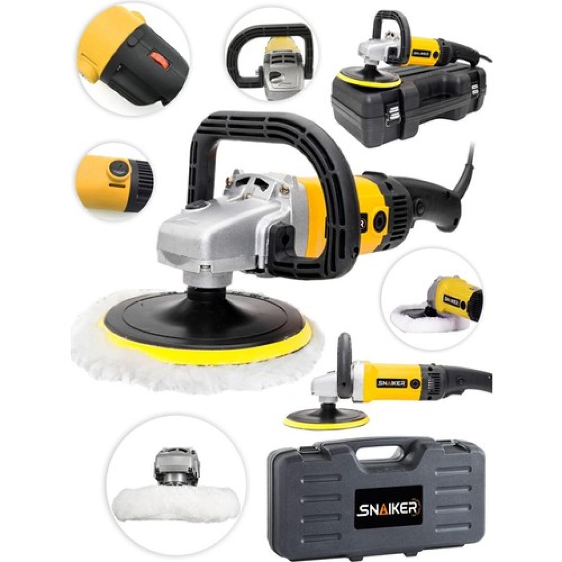 Snaiker M-1200 Watt 6 Kademe Devir Ayarlı Polisaj Makinasi Zımpara Pasta Cila Makinesi Sarı