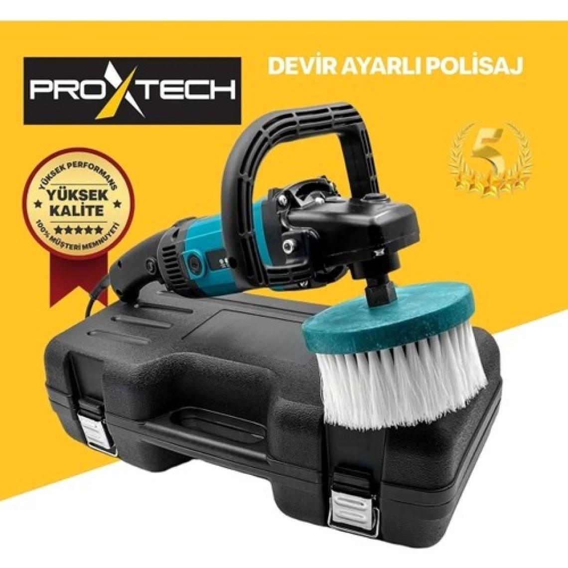 Proxtech  Profesyonel Devir Ayarlı Koltuk Yıkama Pasta Cila Polisaj Makinesi Su Sıçratmaz Fırça