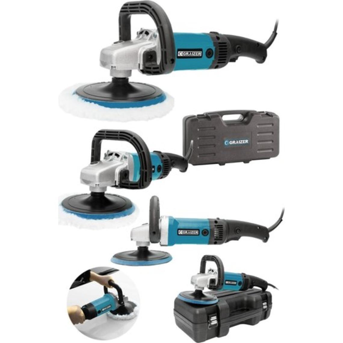 Graizer 3000 Watt 6 Kademe Devir Ayarlı Polisaj Zımpara Pasta Cila Makinesi Mavi