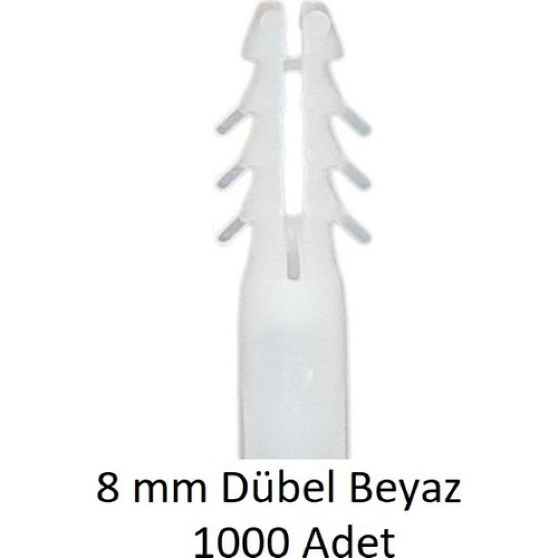 Dübel, 8 mm Plastik Beyaz Dübel 1000 Adet