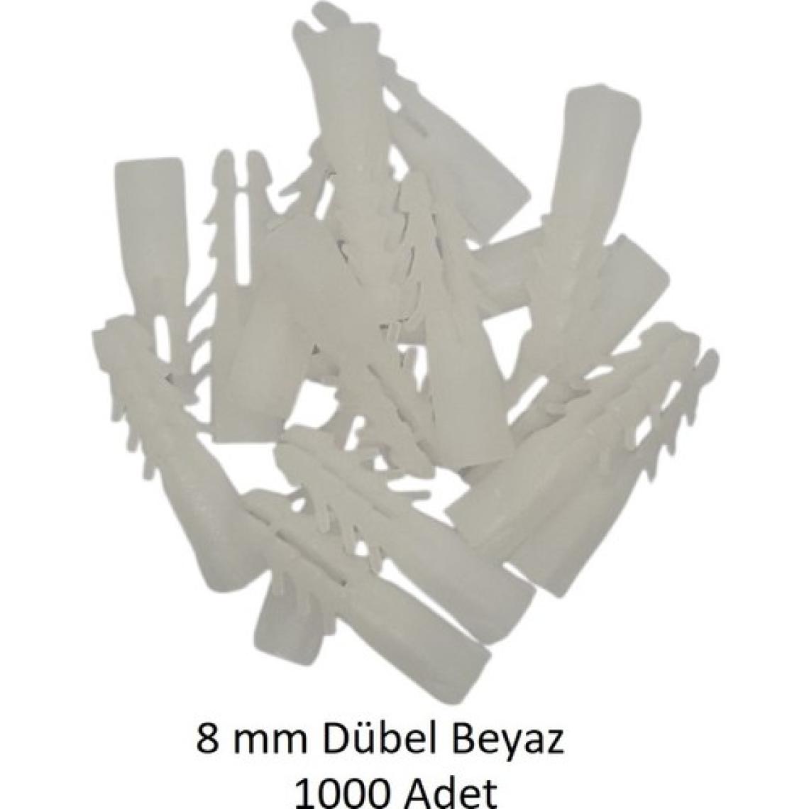 Dübel, 8 mm Plastik Beyaz Dübel 1000 Adet