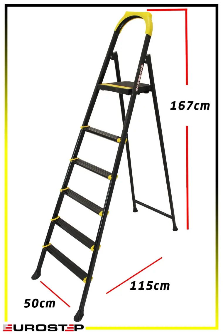 Ertekpa Leo 5+1 Basamaklı Metal Siyah Merdiven