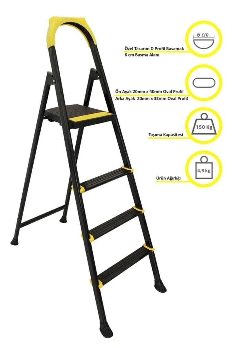 Ertekpa Leo 3+1 Basamaklı Metal Merdiven