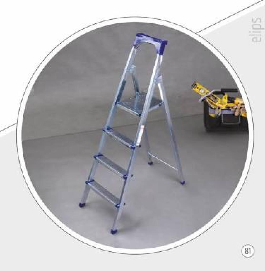 Kanat Elips Galvanizli Katlanabilir Profil Merdiven 3+1 Basamak