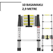 Beykon Madeni Eşya 10 Basamaklı Teleskopik Uzayan Merdiven 2,9 Metre TLS1029