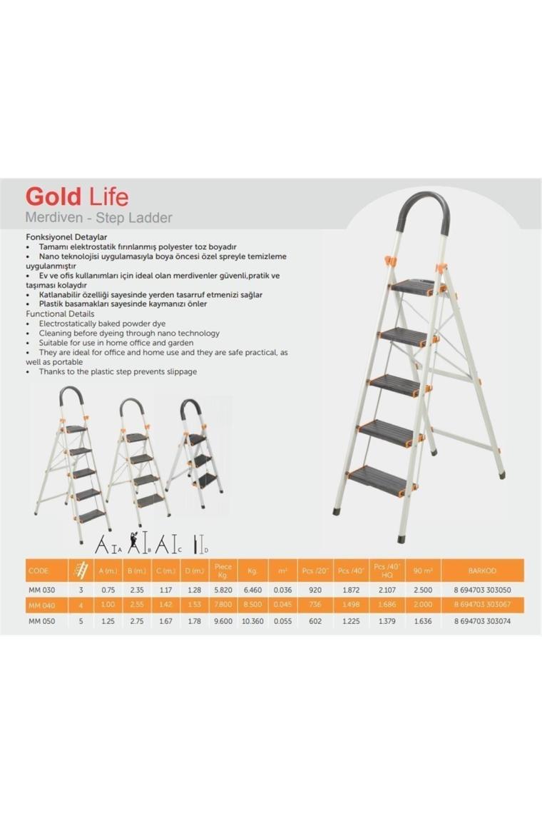 5 Basamaklı Gold Life Merdiven