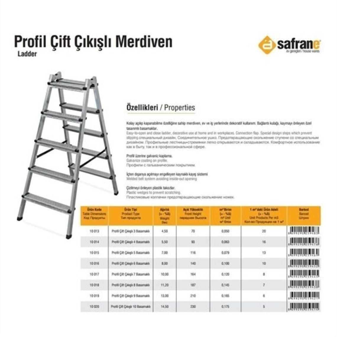 Çift Çıkışlı Merdiven Profil 4+4 Basamak