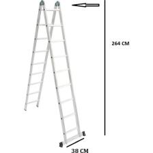 Beykon Alüminyum 9+9 Basamaklı Katlanır Çok Amaçlı Çift Taraflı Merdiven