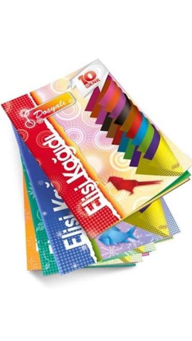 Alfa Elişi Kağıdı Dosyalı Karışık Renk 10`Lu